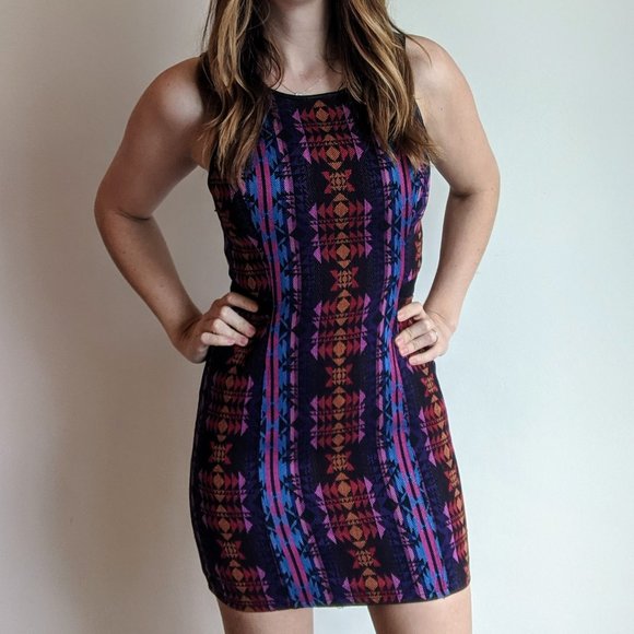 Black / Multi-Colored Sleeveless Dress by Lush (M) - Picture 2 of 7